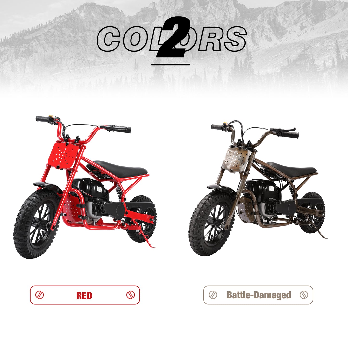 Oryxearth 37.7CC 4-Stroke Kids Dirt Bike, Handmade Gasoline Powered Battle-damaged Mini Dirt Bike, Automatic Transmission and Pull Start for Kids