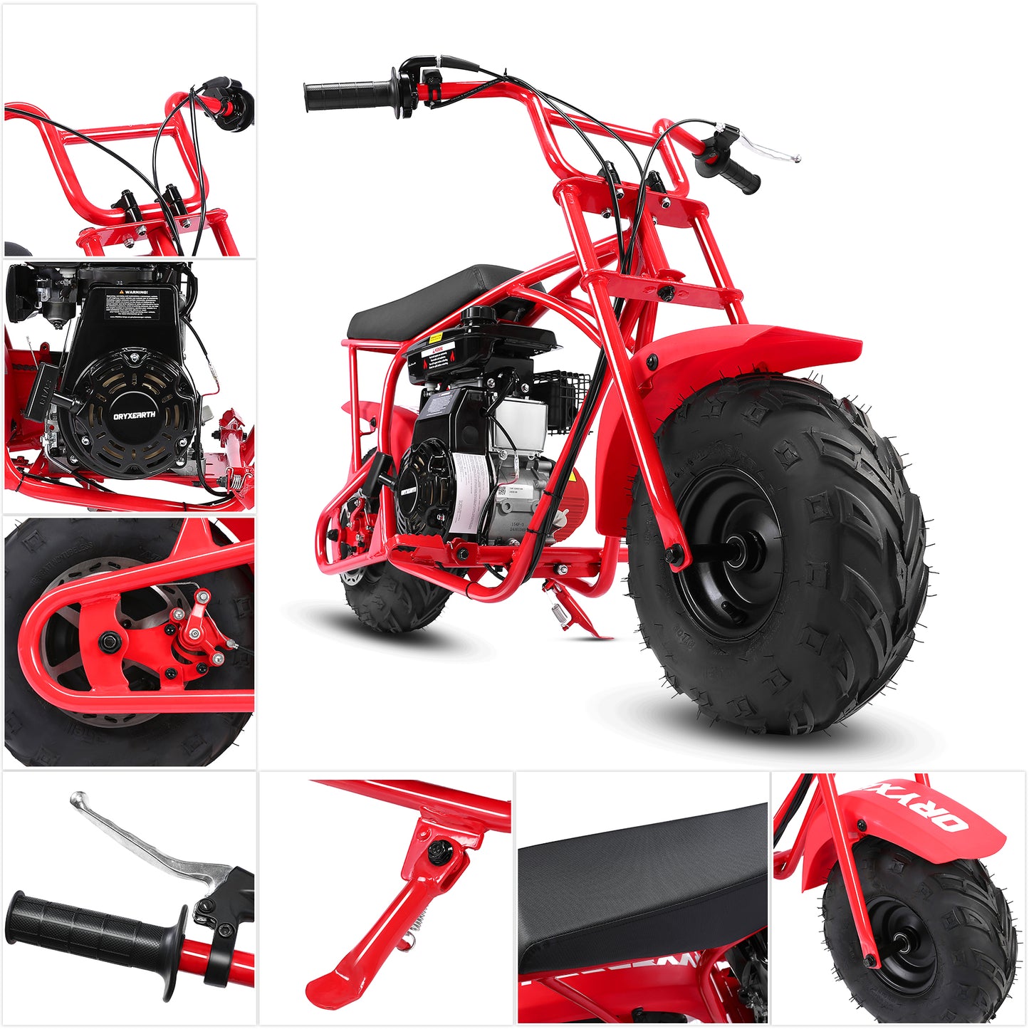 ORYXEARTH 105cc 4-Stroke Ride on Toys, Mini Bike for Kids Motorcycle, Gas Power Dirt Bike,Red